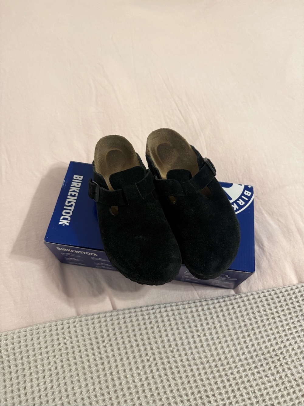 Birkenstock Black Suede Boston Clog — Single Strap Mule